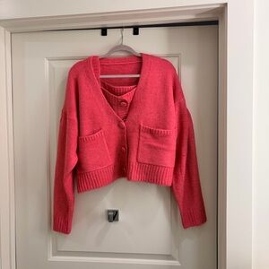 Italian Bubblegum Pink Cardigan Sweater Set